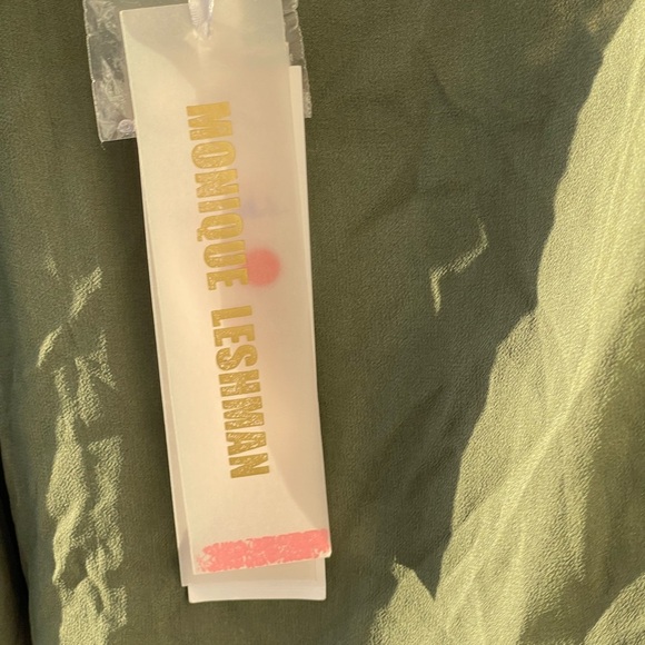 Y2K Deadstock Monique Leshman ResortWear Green One Shoulder Embellished Coverup - Picture 3 of 5